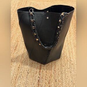 🖤 Proenza Schouler Black Leather Bucket Tote | Braided Chain Handle